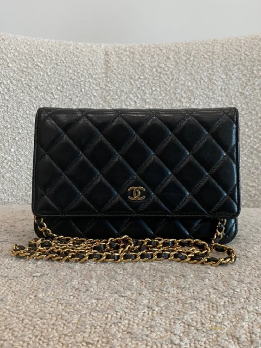 Authentic Pre-Owned Chanel Wallet On Chain WOC Black Lambskin